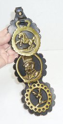 Leather Strap 3 Horse Brasses