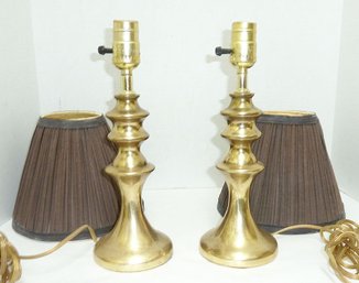 PAIR Brass Table Lamps, Shades