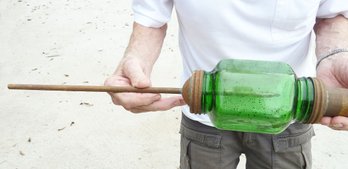 Vint Green Glass CRYSTAL DUSTER Sprayer