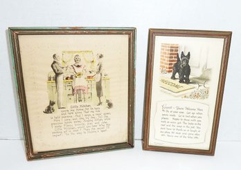 Vintage Framed Verse Prints, Signed BUZZA