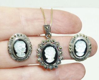 Vintage Sterling Cameo Jewelry SET