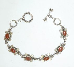 Carnelian Link Bracelet Mkd 925