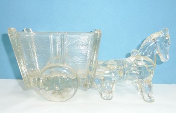 Glass Horese  Cart Candy Dish
