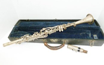Vintage Silverplate  Clarinet In Case