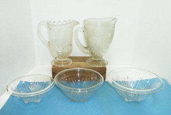 Vintage EAPG & Iris Pitcher, Mixing Bowls