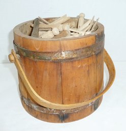 Vintage Firkin Bucket, Clothespins
