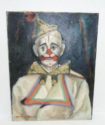Vintage Clown Oil Painting, See Providence On Back