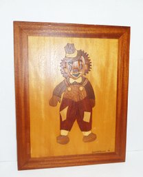 Marquetry Wood Clown Picture