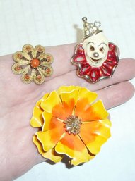 Vintage Pins LOT,  Enameled Clown