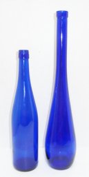 PAIR Cobalt Glass Bottles