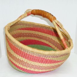 Vintage Asian Woven Colored Basket