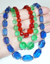 Vint Colored Cut Crystal 3 Necklaces