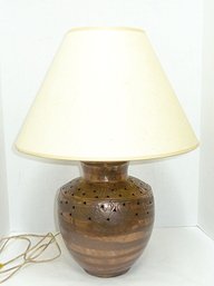 Large Copper Table Lamp, Pierced Design