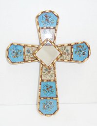 Reverse Painted Decorated Cross