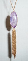 Tassel Necklace Purple Stone