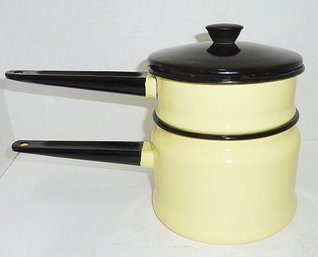 Vintage Enamel Double Boiler Pot