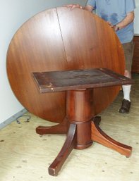 Vintage Round Mahogany Dining Table, 3 Leaves