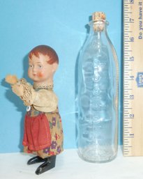 Vintage Wind Up Doll, Glass Baby Bottle