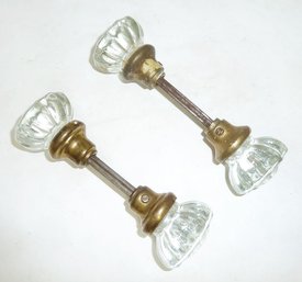 2 Complete Vint. Crystal Doorknob Sets