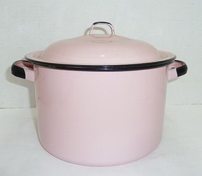 Vintage Pink Enamelware Cov. Pot