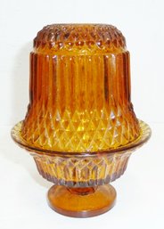 Indiana Glass, Diamond Point Amber Fairy Lamp