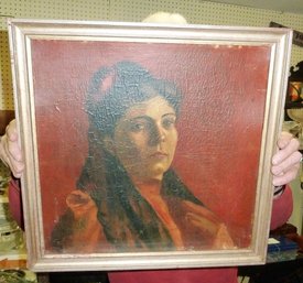 Framed Faux Painting Spanish Lady