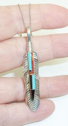Sterling NA Feather Necklace Pendant
