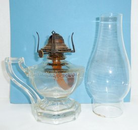Antique Footed Oil Lamp, Chimney