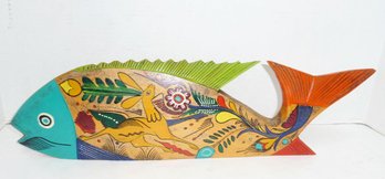 Hand Painted Wooden Fish Decor