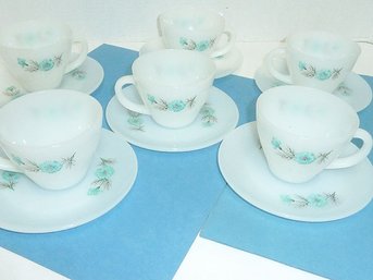 Vintage Fire King 6 Cups Saucers