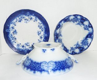 Antique Flow Blue Dish LOT
