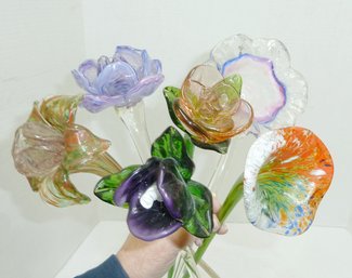 Long Stem Art Glass Flowers MUST SEE