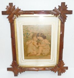 Antique Walnut Tea Leaf Picture Frame