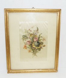 Vint Framed Silk Hand Painted Picture