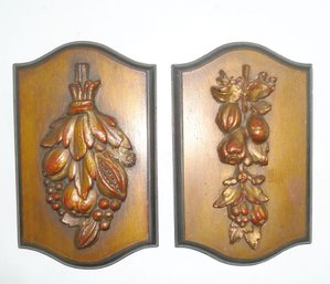 Wood 2 Wall Plaques FRUIT
