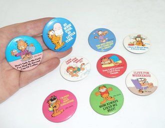 Vint Garfield Pin Back Buttons, Dated