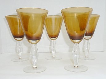 Amber Glass Goblets, Stemware