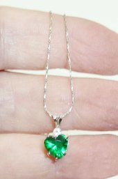 Heart Shaped Green Pendant Necklace