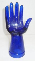 Cobalt Glass Hand, Jewelry Ring Display