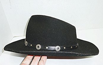 Black Felt Western Trimmed Hat