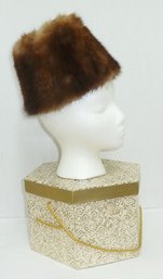 VInage Sable Fur Hat, Hat Box