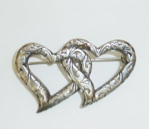 Vint. Sterling Engraved Heart Pin