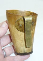 Early 1800's Horn Cup, Brass Handle