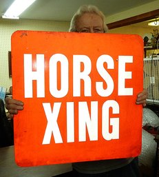 Vintage Metal HORSE Crossing Sign