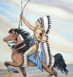 Hand Painted Indian On Horse