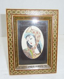 Hand Painted Persian Inlay Frame, Lady