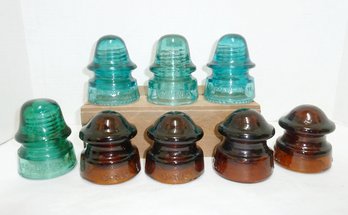 Vintage Colored Glass Insulators LOT