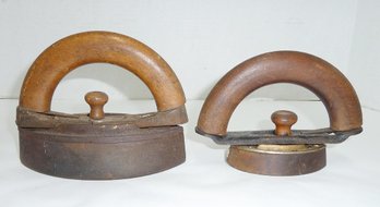 Antique Irons, Wood Clip On Handles