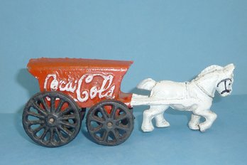 Cast Iron  Adv. Toy Wagon & Horse