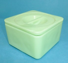 Vintage Jadeite Covered Fridge Jar